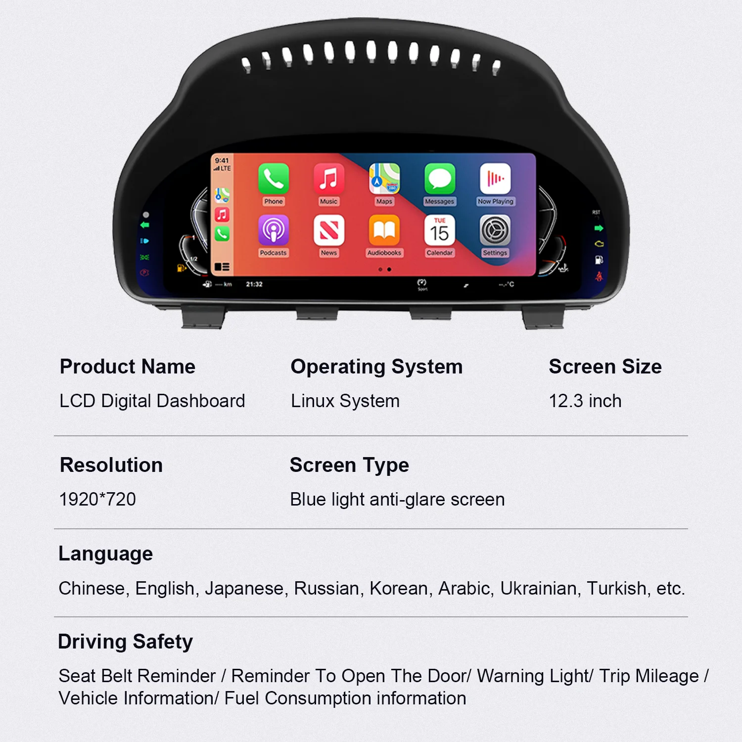 F10 F15 F18 F25 Dashboard Displayer Digital Cluster Instrument Speedometer CarPlay Android Auto for  5 6 7 Series X3 X4 X5 X6