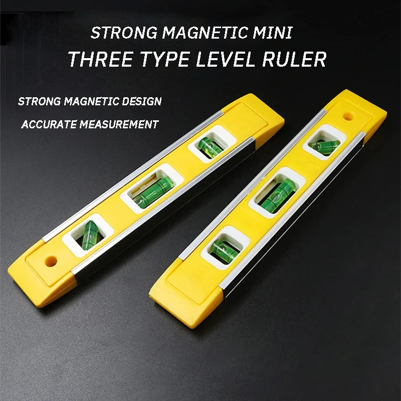 2pcs Level Gauge Aluminum Alloy,three BubblesMulti Directional Measurement,Strong Magnetic Mini Three Type Level Gauge