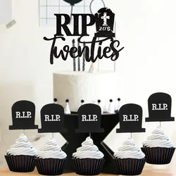 Rip Twenties Cake Topper Black Glitter Death to My 20s Cake Pick Rip to My 20s Decor Happy Youth 30th Birthday Party Supplies
