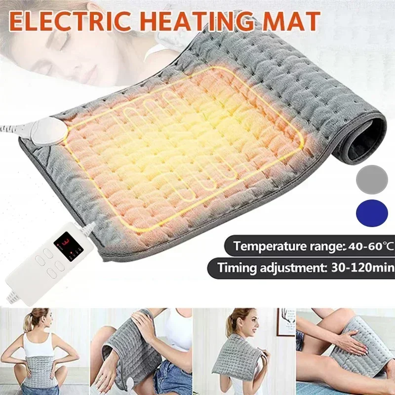 Almohadilla calefactora eléctrica, manta térmica, estera de fisioterapia con sincronización para hombros, cuello, espalda, alivio Lumbar, alivio del dolor de piernas, cálido para invierno