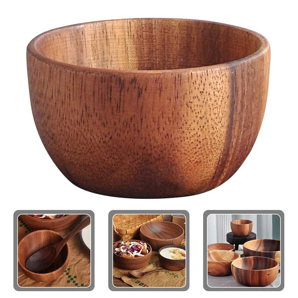

Acacia Wooden Bowl Fruit Kitchen Bowls Salad Large Yogurt Aesthetic Decorative Baby