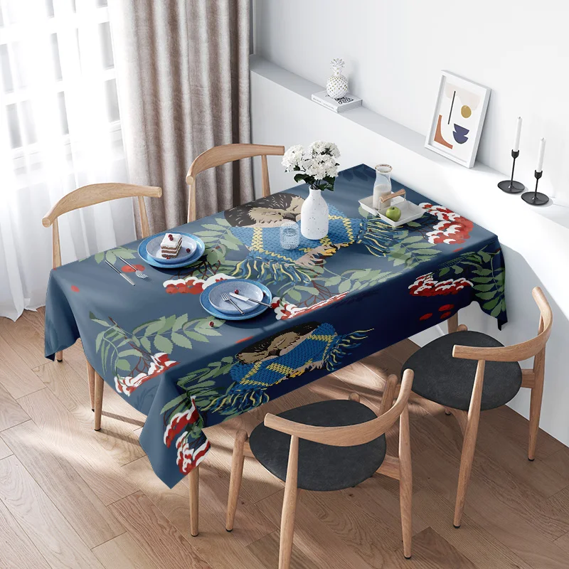 

Vibrant Floral Tablecloth Blue Green Decorative Home Textile for Dining Room or Kitchen Party Decoration 60x132in (L)“
