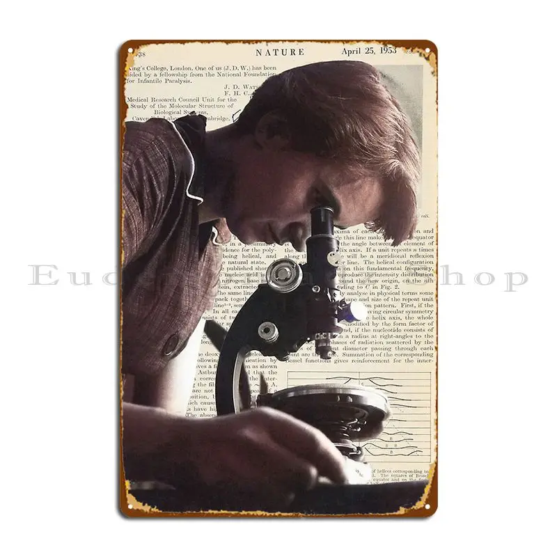 Rosalind Franklins Women In Science Stem Using Microscope Metal Plaque Poster Garage Printing Bar Cave Wall Cave Tin Sign Poster