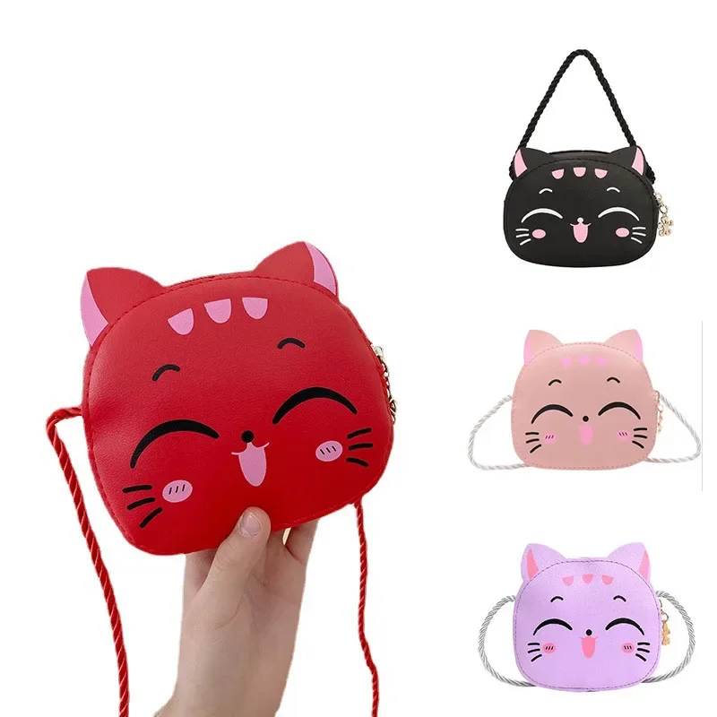 Mini Shoulder Bags Cartoon Kids Coin Money Bag Fashion Cute Cat Crossbody Bag Coin Wallet Lovely Hand Bags for Boys and Girls