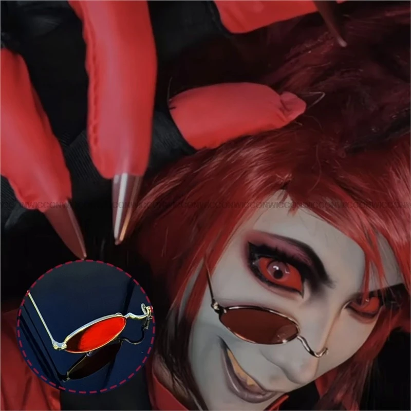 

Anime Alastor Cosplay Glasses Unisex Red Monocular Eyeglass Retro Flat Mirror Single-lens Glasses Halloween Carnival Accessories