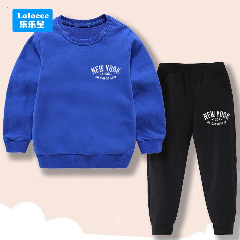 3-14 سنة الأولاد الكرتون وتتسابق نيويورك مطبوعة Crewneck بلوزات كل مباراة السراويل 2 قطعة مجموعة الأطفال زي رياضية XNY01