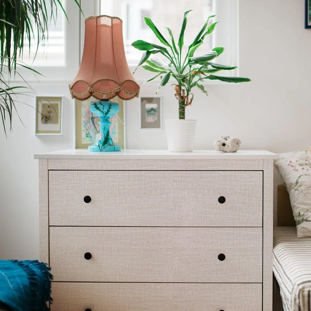 ورق جدران قابل للتقشير واللصق من الكتان الصناعي للخزائن، 23.6 بوصة × 472 بوصة، ورق اتصال من القماش المزخرف، سهل التركيب #4