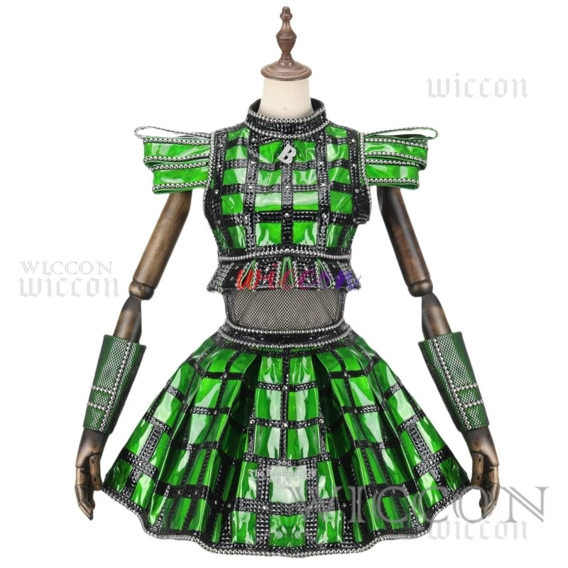 Six the Musical Anne Boleyn Cosplay Costume Green Dress Sexy Top Skirt Set Musical Broadway Stage Performance Outflloween Outfit