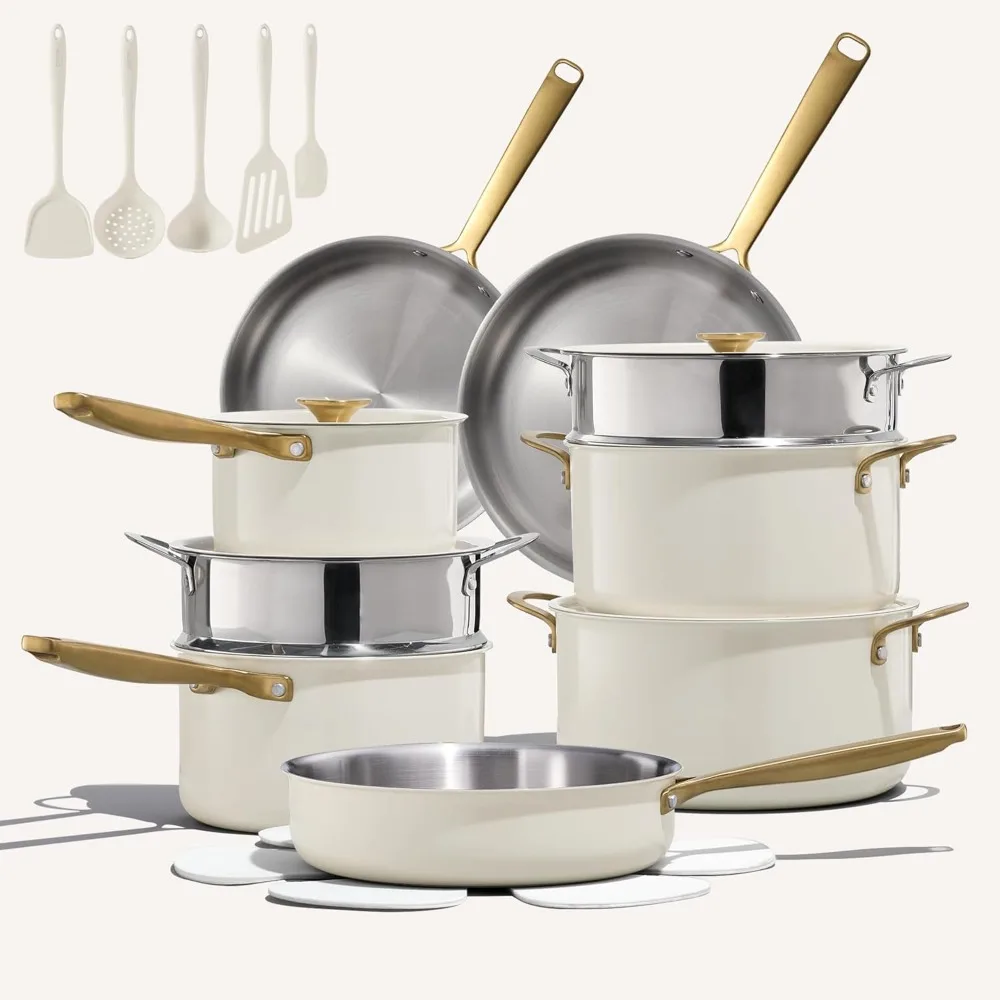 

24pcs Tri-ply Stainless Steel Cookware Set, Pots And Pans Set, Non Stick Induction Kitchen Cooking Sets, Nonstick Cookware set