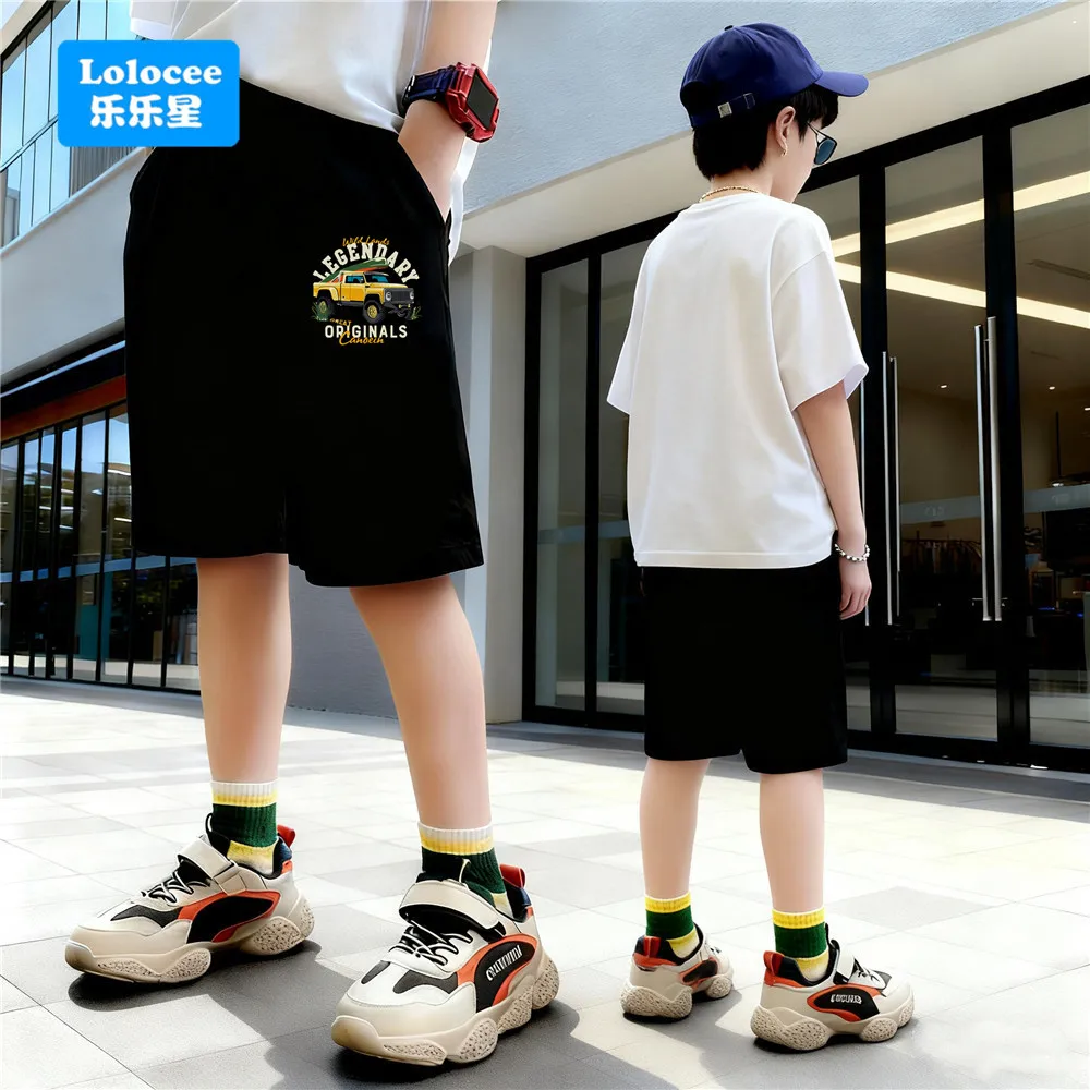 2025 Summer New Arrival Boys' Walking Shorts Cartoon Truck Printed Knee Length Pants Cotton Outdoor Casual Sports Shorts YYPK1
