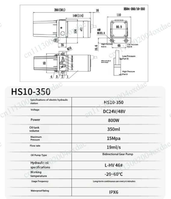HS10-350 Hydraulic Motor Hydraulic Station Two-way Cylinder Aluminum Alloy Miniature Hydraulic Pump Station  Unit Large Thrust