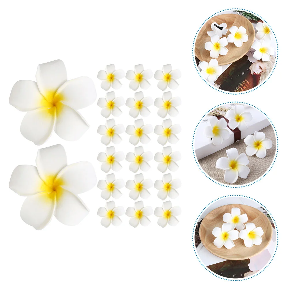 20 Pcs Artificial Plumeria Flower Hair Clips EVA Nonslip 9cm Beach Wedding Party Accessories Elegant Women Headdress Supplies