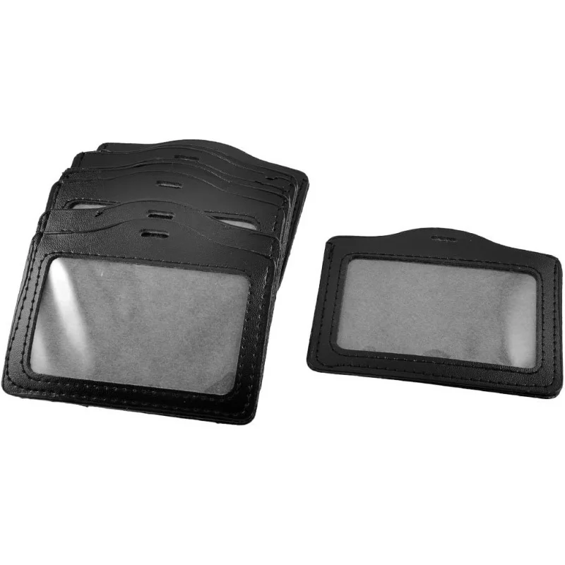 10 Pcs Black Horizontal Name Badge ID Card Holders for Office Worker
