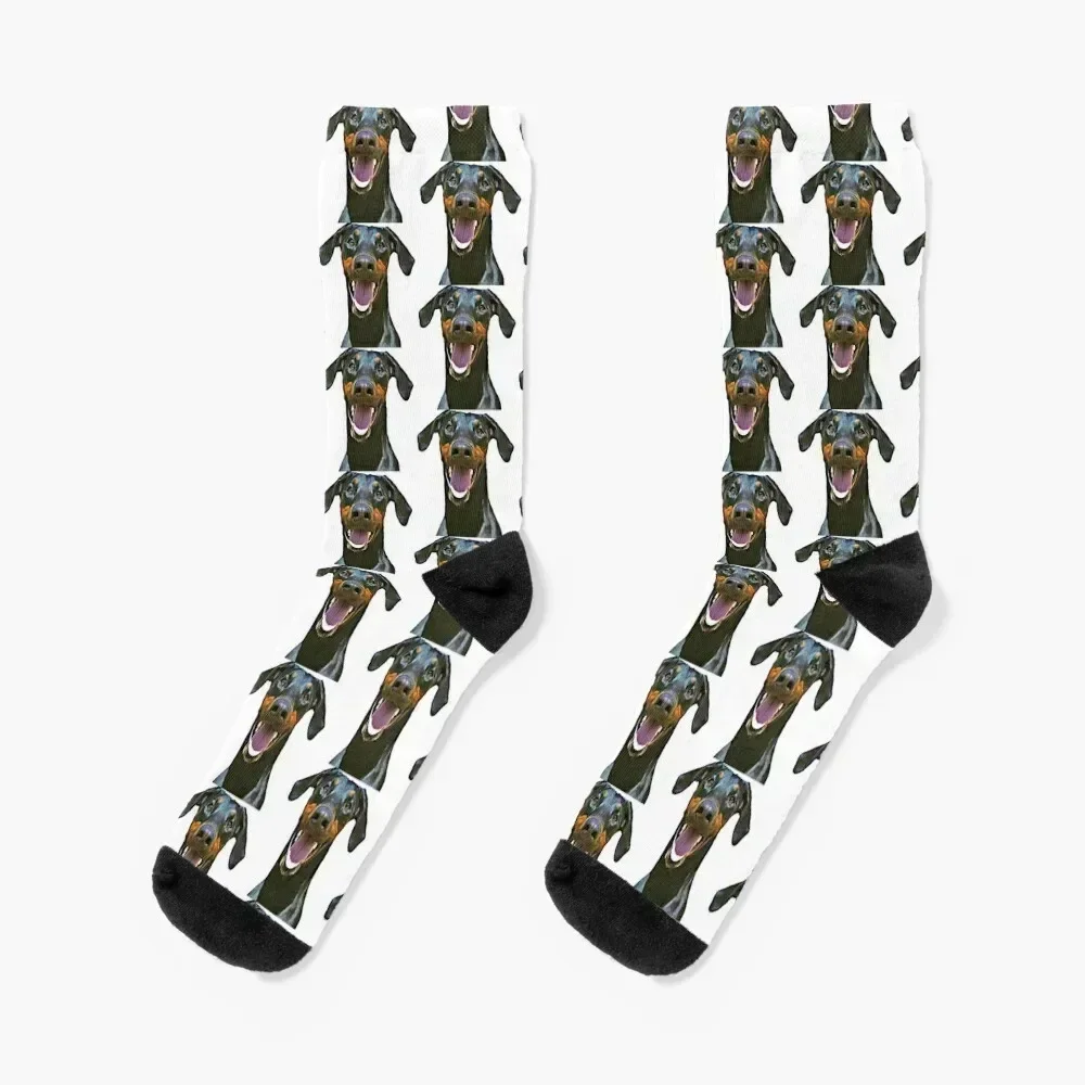 

Doberman Sticker - Natural Ears Socks Stockings man japanese fashion New year's kids Men Socks Women's
