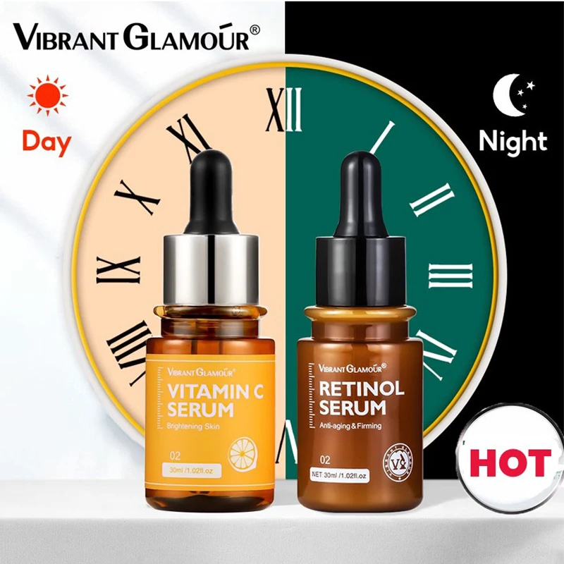 

VIBRANT GLAMOUR FDA Naturals Retinol serum + Vitamin C Face serum Set Whitening Anti-Aging Facial Moisturizer 2PCS