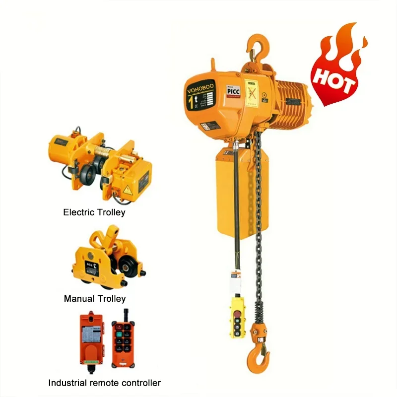 Manufacture Drectly Supply 1 2 3 5 10 Ton HHBB Model Trolley Type Electric Chain Hoist or Hook Type for Lifting