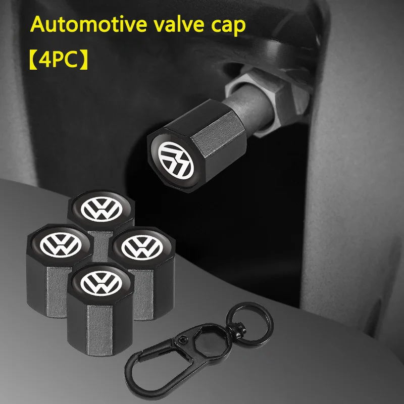 

4Pcs Car Wheel Tire Valve Caps Air Stem Covers With Keychain For Volkswagen VW Polo Passat B5 B6 B7 T4 Jetta GTI Golf 4 5 6