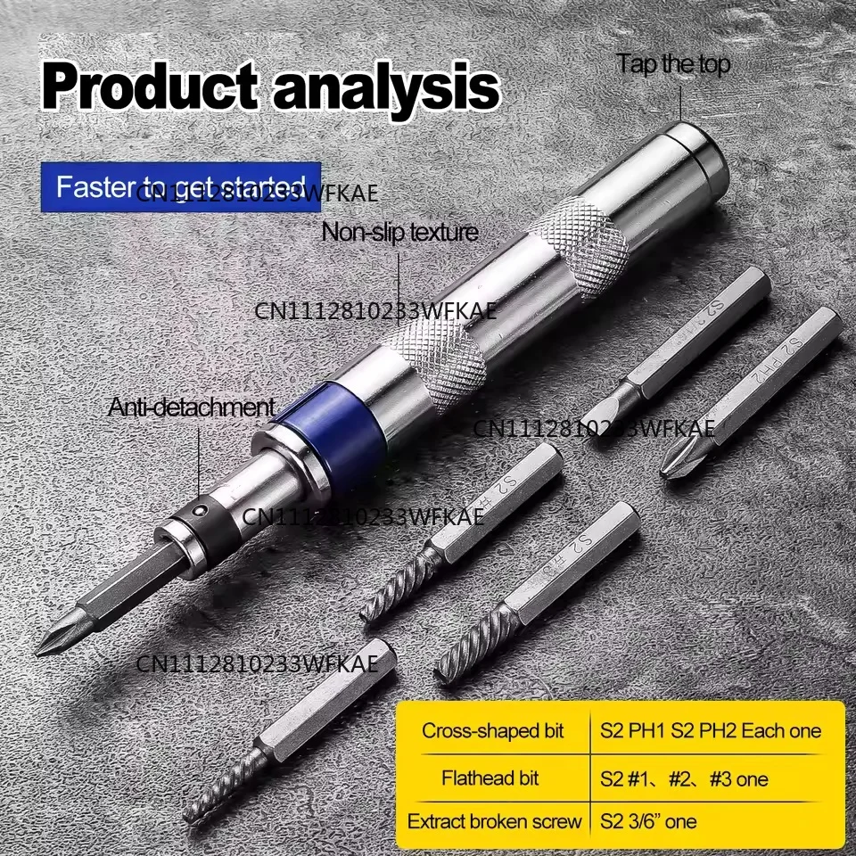 2PCS 6 in 1 Screwdriver Set 1/4-inch Impact Drive Rusted Stuck Broken Fasteners Remover with Complete Specifications