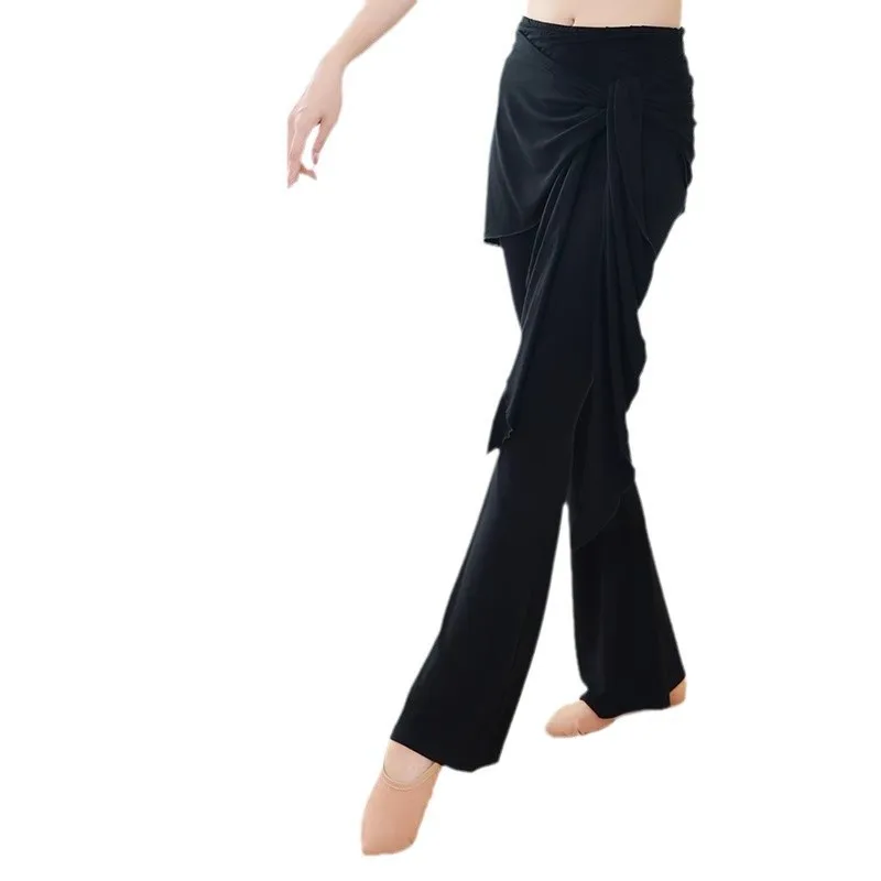 سراويل الرقص الحديثة للنساء البالغات بدلة الرقص الصينية الحديثة كلاسيكية سوداء للمعلم كولوتيس مستقيمة