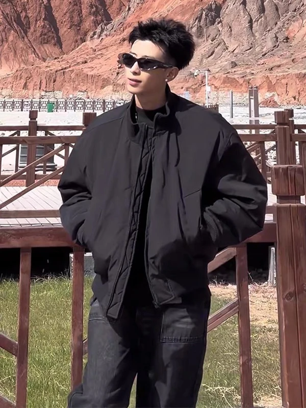 

American Sle Bomber Flight Jaet Cotton Coat Men's ort Wide Collar Thiened Outerwear Cleanfit Winter Casual Wear