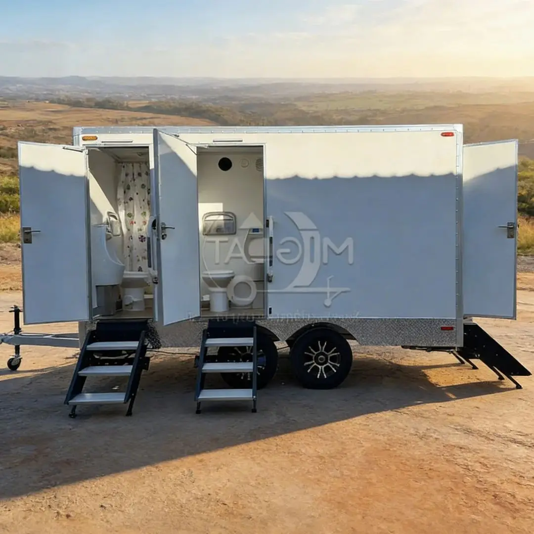 Portable Restroom Trailer High-Quality Wheel-Mounted Mobile Toilet with Shower for Camping And Festivals
