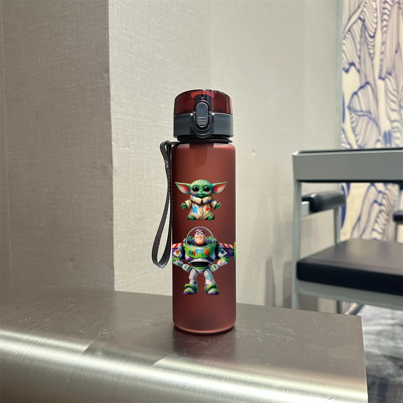 3D Printed Frosted Cartoon Pattern Water Bottle - Premium Stereoscopic Texture, Fade-Resistant, Scratch-Proof, Leakproof Cute