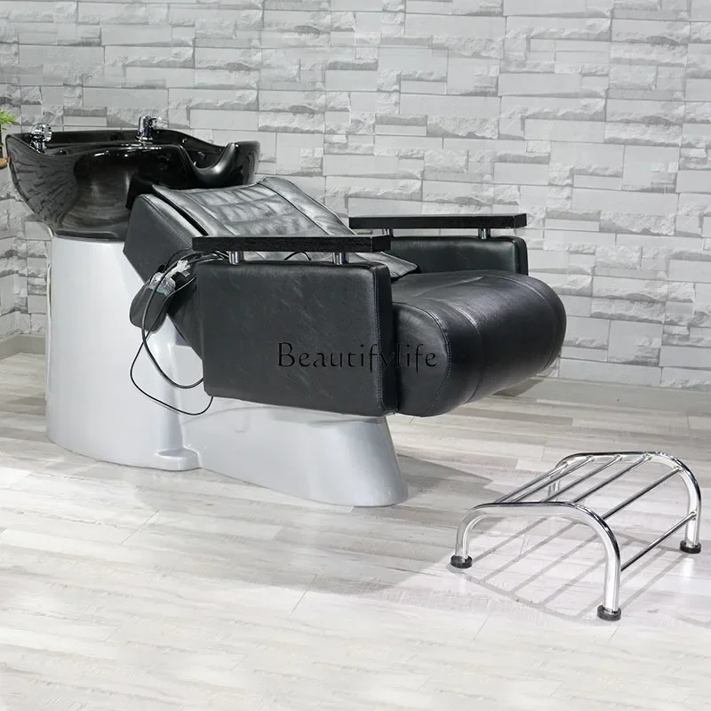 Hair Salon Semi-Lying Shampoo High-Grade Shampoo Chair Electric with Massage Function Flushing Bed