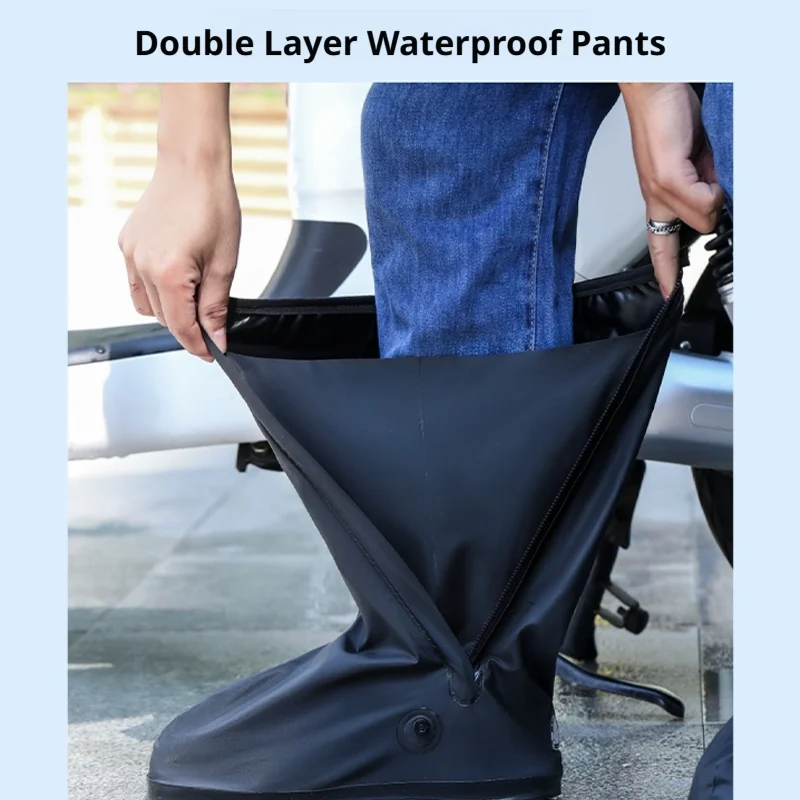 BLALION Rain Boot Shoe Cover High-tube Waterproof Shoes with Reflector Non-slip Shoes for Motorcycle Bike Rain Cover Men Women