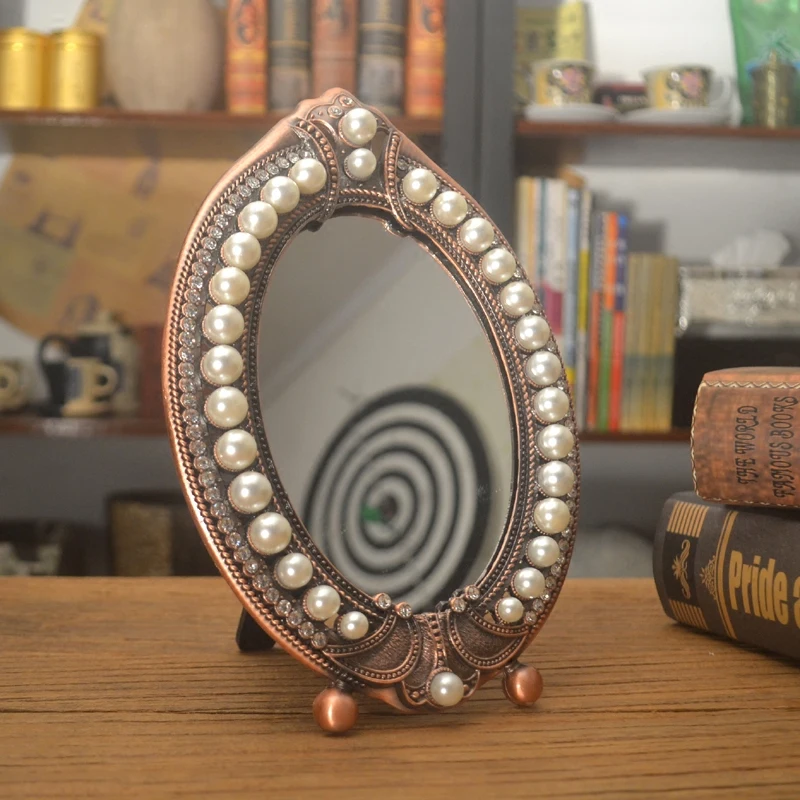 

Luxury Oval Mirror Living Room Decoration Items Vanity Shower Mirror Bathroom Bedroom Hand Nordic Espelhos Home Decorations