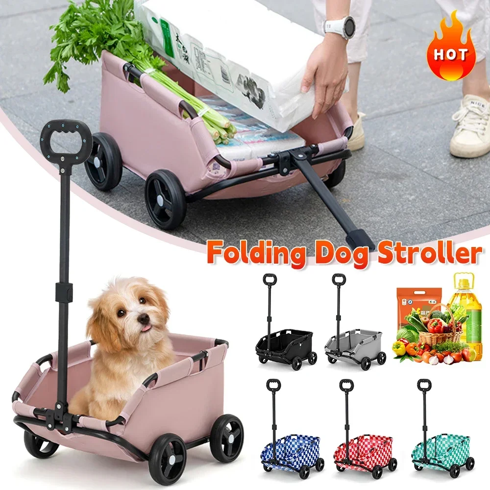 Folding Travel Walking Pet Cart,Dog Stroller,4 Wheels for Traveling,Rolling Cat Carrier,Pet Carriage,Ideal for Small Pets Outing