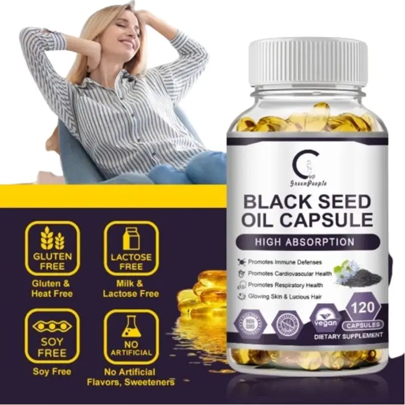 Black Seed Oil Omega 3 6 9 Capsules for Hair Skin Beauty Joints Immune Digestion Blood Sugar Liver Care Hormone Balance Fitness