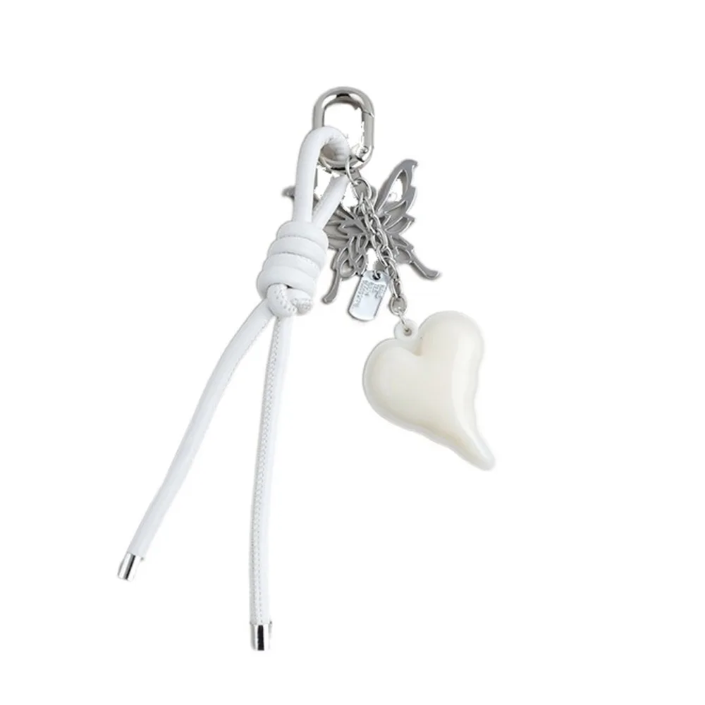 

Butterfly Cartoon Girl Heart Keychain Hand-Woven Anti-Lost Heart Shaped Bag Pendant Y2k Trinket Braided Rope Key Chain