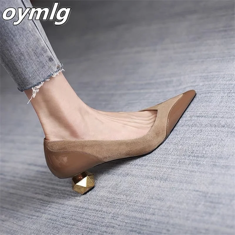 

Single shoes women's retro 2022 new fashion pointed toe suede shallow mouth one pedal commuter high heels professional shoes