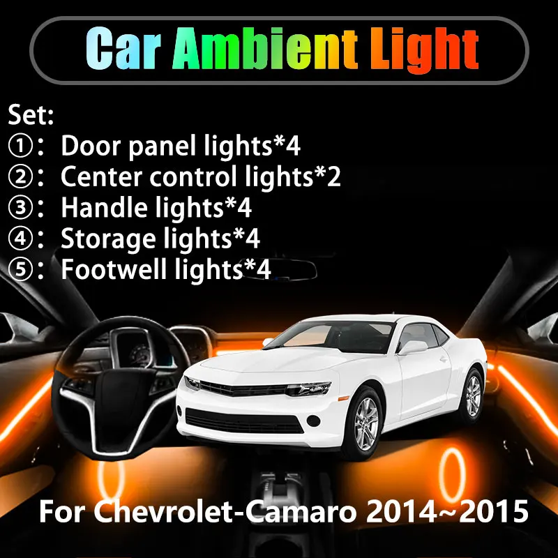 

Для Chevrolet-Camaro MK6 6Gen 2014 ~ 2015 2/18 в 1, автомобильное окружающее освещение, светодиодные внутренние светодиодные фонари багажника, USB RGB Ensemble Streamer