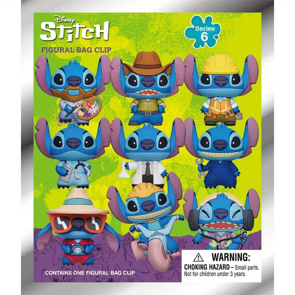 Porte-clés figurine en PVC sous forme de boîte mystère, sous licence officielle Stitch, 1 pièce, Disney
