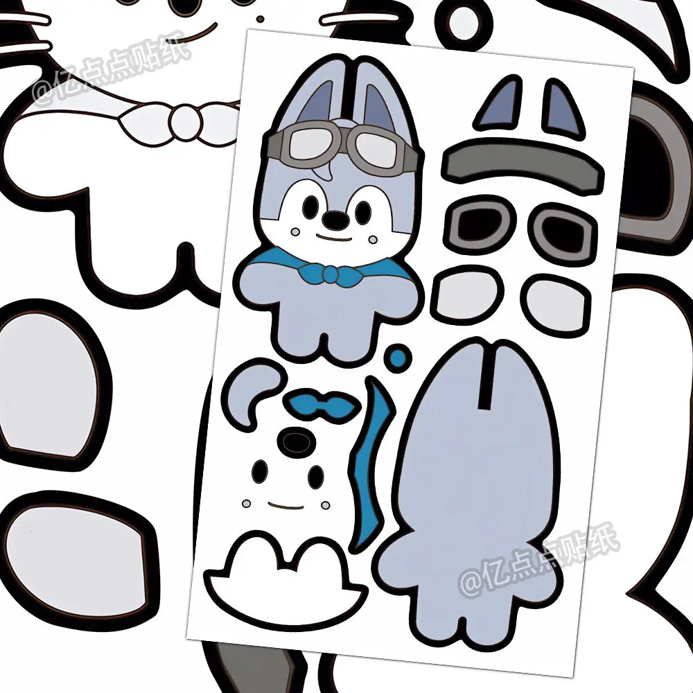 SKzoo habillage puzzle autocollants dessin animé mignon créatif amusant Fang Can Li Longfu jeu autocollants bricolage