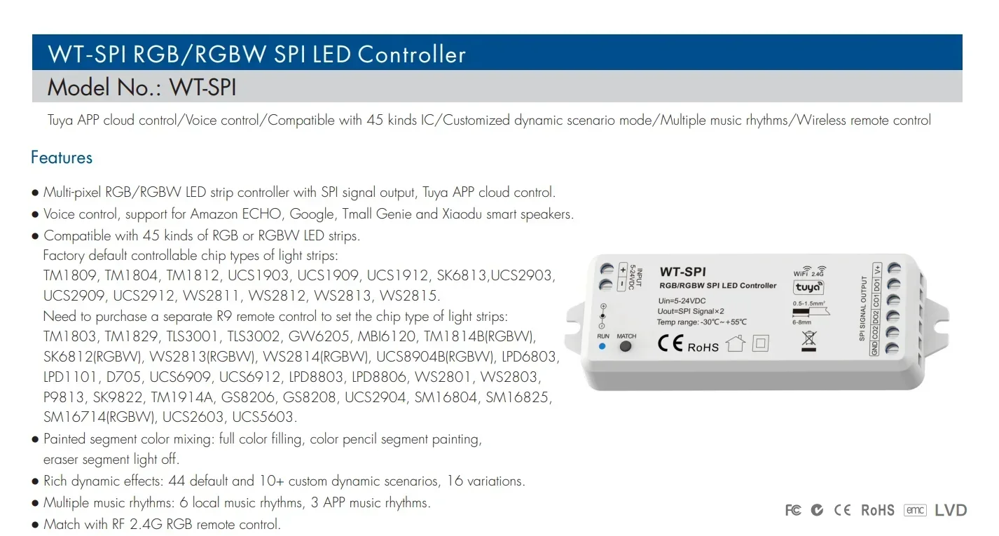 Imagem -02 - Led Faixa Módulos de Luz Led Faixa Módulos Wi-fi Zigbee rf Spi Ws2811 Ws2812 Ws2815 Sk6812 Rgb Rgbw Wt-spi Wz-spi Dc5v24v