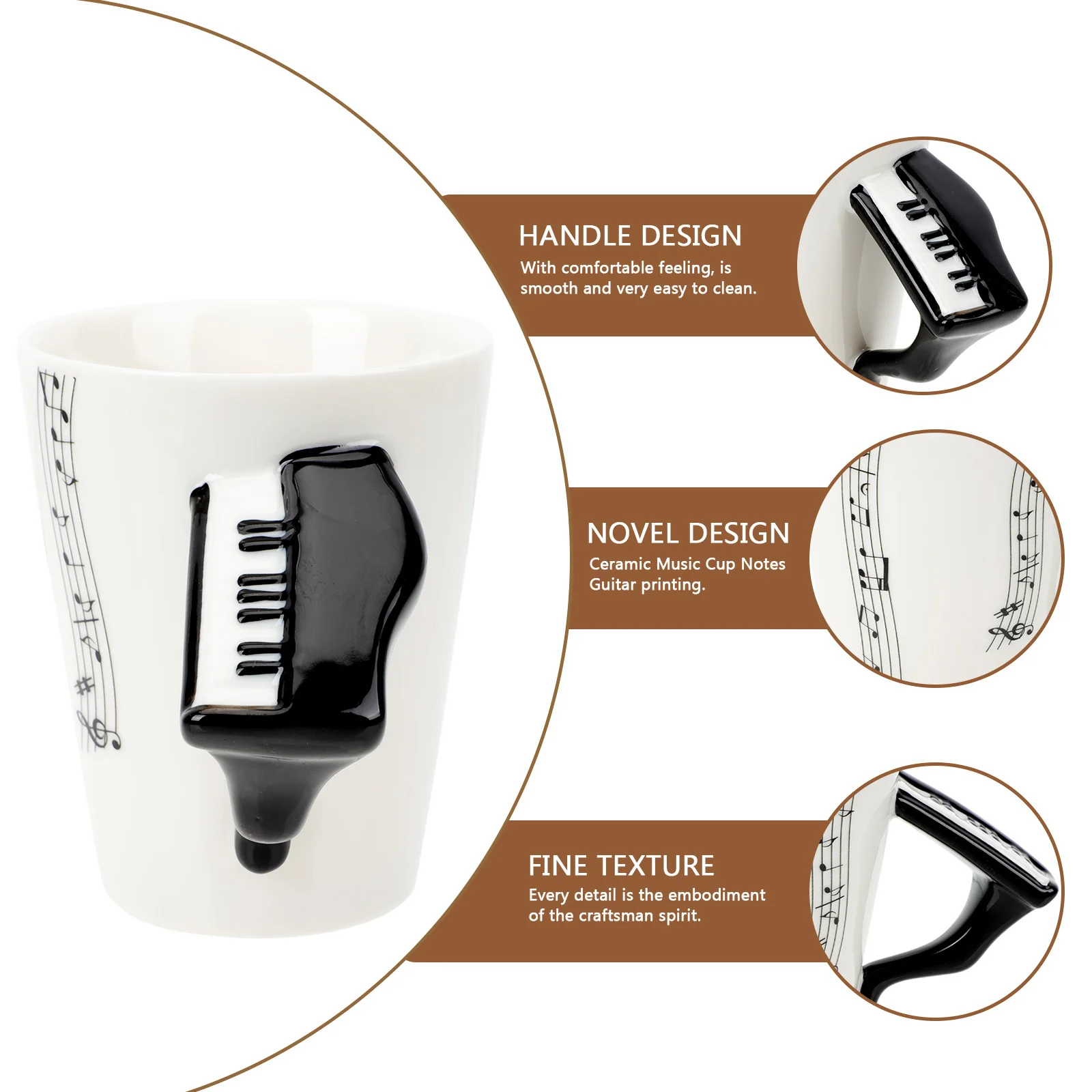 

Musical Instrument Pattern Ceramic Coffee Milk Mug Chic Water Cup for Kitchen Office Restaurant Fashion Coffee Cup