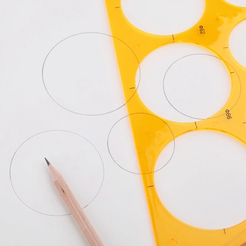 K Resin Round Geometric Template Ruler Stencil Drawing Measuring Tool Students 594A