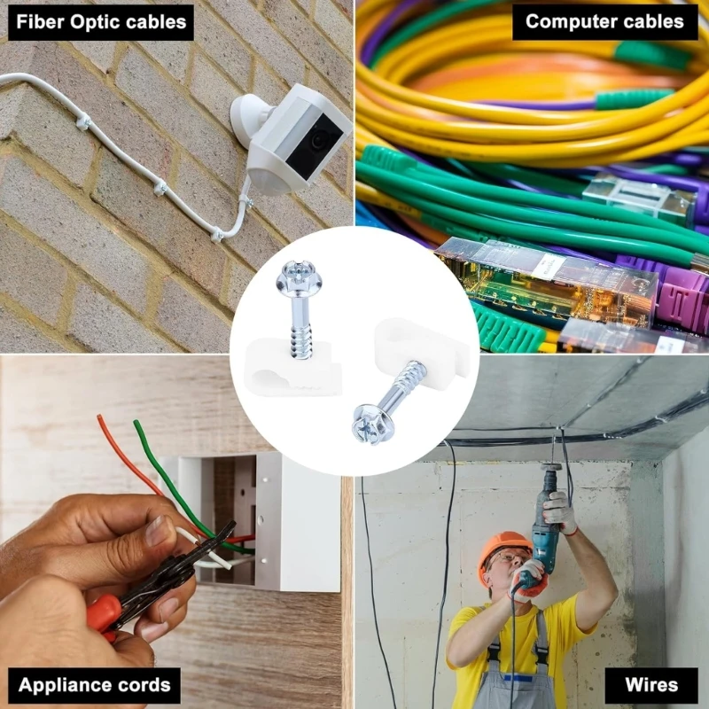 C Type Cable Clips with Screws Fastener Cable Management Clips For Secure Cable And Tube Fixing Quick Installation M4YD