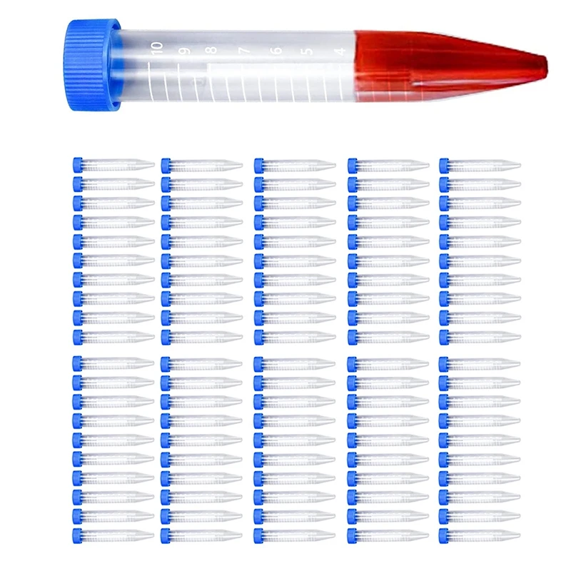 100Pcs 10Ml Multifunctional Plastic Bottle Transparent Tube Sample Storage Container Experimental Centrifuge Tube