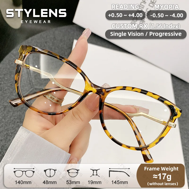 stylens-ミニマリスト-キャットアイ-リーディンググラス-カスタマイズ可能な累進レンズ-ブルーライトカット-反射防止-近視用メガネ