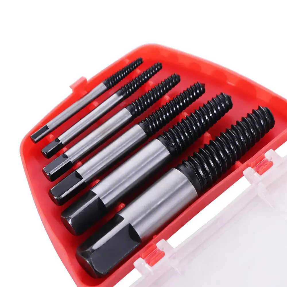 6pcs Non-slip Broken Screw Extractor Efficient Professional Bolt Remover Convenient Carbon Steel Drill Bit Set Valve