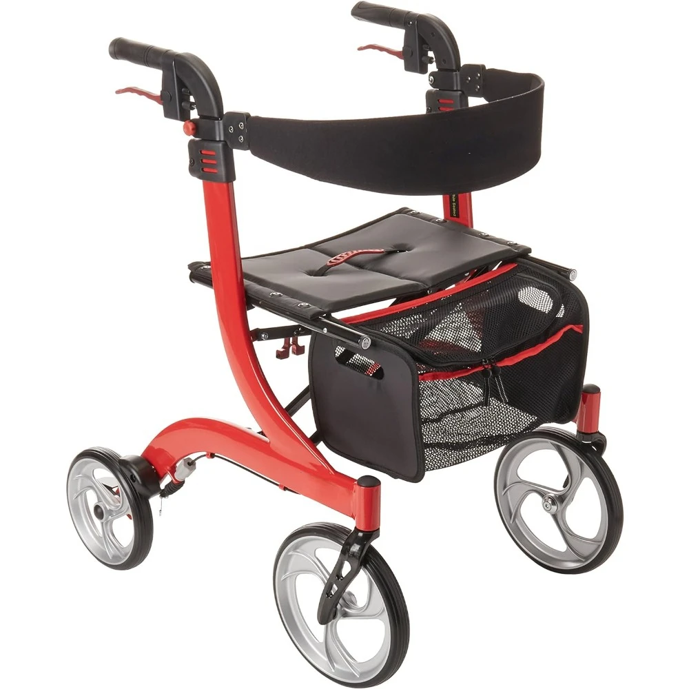 

RTL10266 Nitro Euro-Style 4-Wheel Rollator Walker With Seat, Red