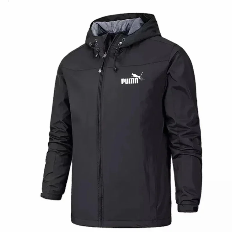 Men's Hooded Waterproof Jacket, Camping Outdoor Mountaineering Windproof Sports Lightweight Long-sleeved Jacket Coat Breathable