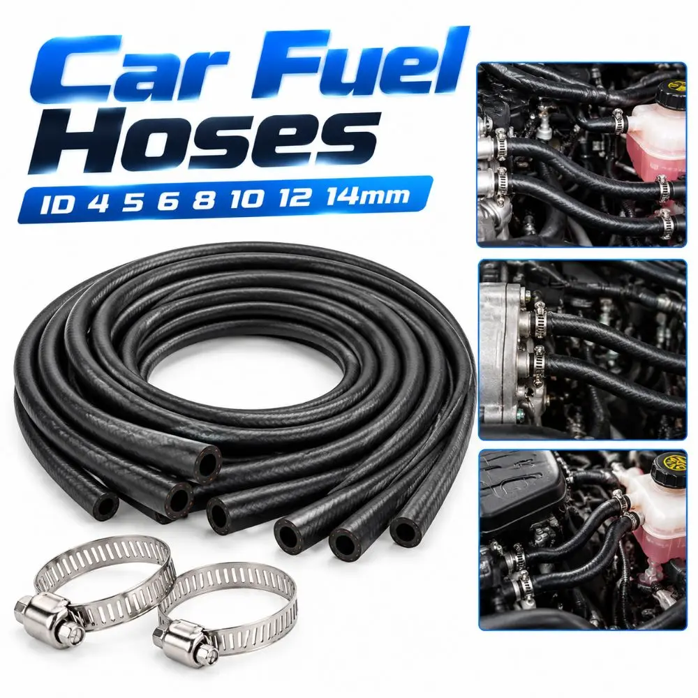 Durable Multifunctional Car Fuel Hoses ID 4 5 6 8 10 12 14mm with Pipe Clamp Diesel Hose NBR Oil Resistant Hose
