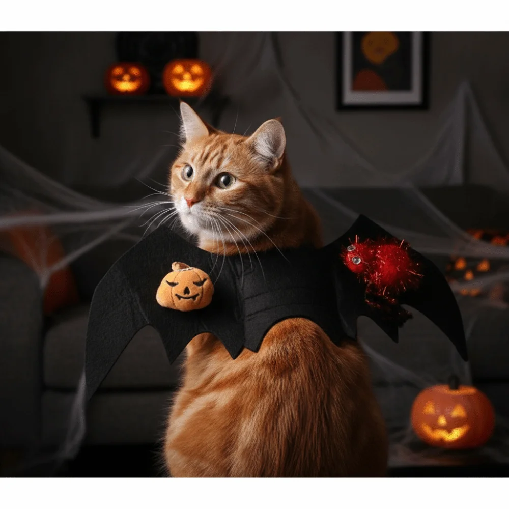 Adjustable Straps Pet Bat Wing Costume Pumpkin Ghost Design Halloween Prank Pet Bat Wings Artificial Wing Pet Cosplay Bat Wings