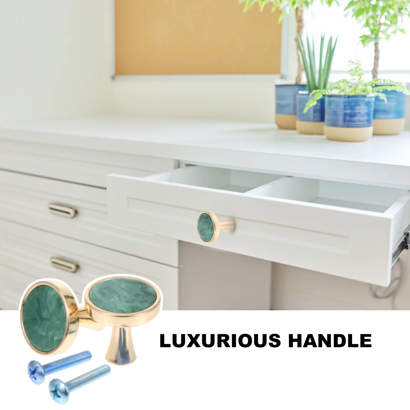 

2 Pcs Drawer Single Hole Small Handle Zinc Alloy Cabinet Knobs Brass Door Pull Dresser Handles Pulls Green