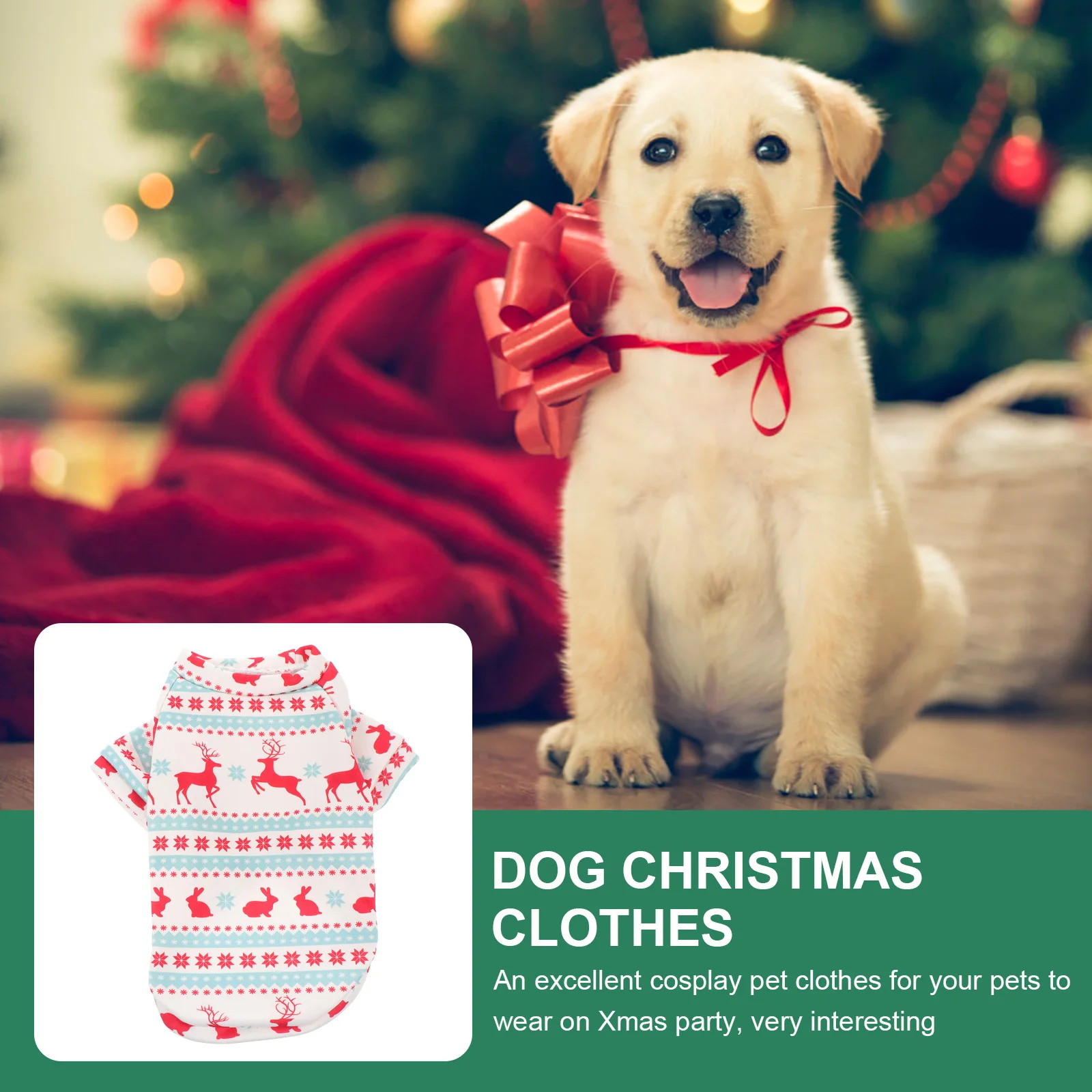 

1pc Dog Clothes Christmas Elk Pattern For Small Dogs Puppy Costume Holiday Party Outfit Pet Supplies Garment