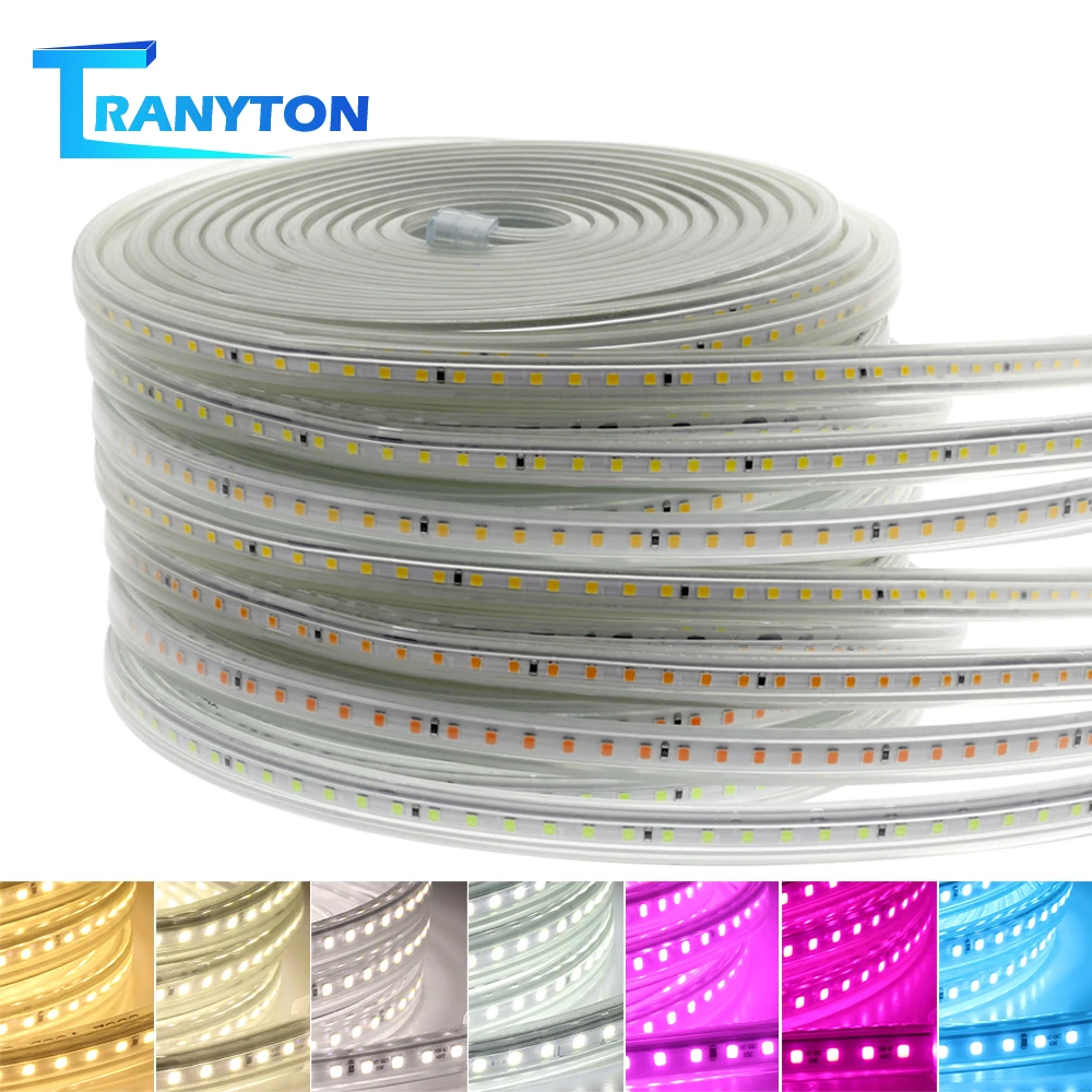 2835 LED  light Strip AC 220V Waterproof Multi-color Lights High Brightness 120LEDs/M Flexible LED strips 1-20m